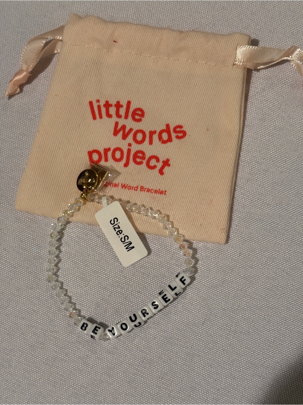 little words project "Be Yourself" Kids Beaded Bracelet - Clear